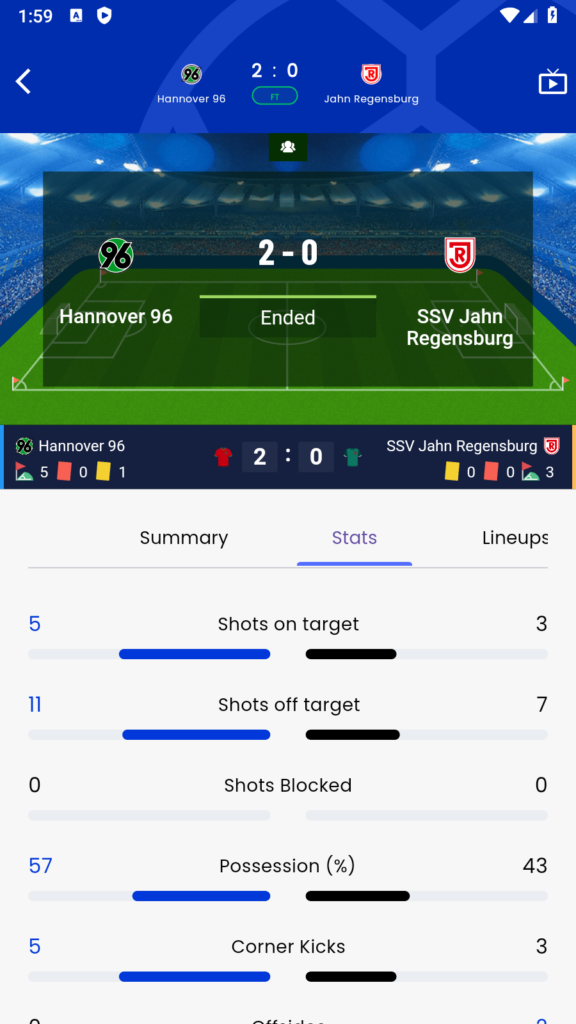 Live Football Streaming - statistics